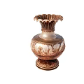 Exquisite Ceramic Vase With Intricate Carved Patterns Golden Copper Finish And Elegant Ornate Base Design