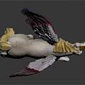 Winged Unicorn Statue With Pink And White Wings Golden Horn And Hooves