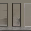 Modern Swing Doors With Different Glass Patterns And Black White Frames 3d model