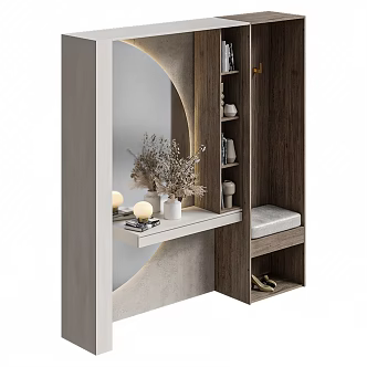 Modern Entrance Cabinet Shoe Changing Stool 3d model