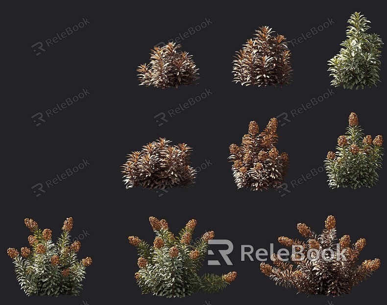 Garden Shrubs Flowers and Plants Tree Pond Cluster Ornaments Garden Landscape Sketches Hedgerow Plants model