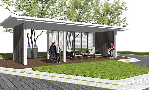 Modern Corridor Landscape Corridor Special-shaped Corridor Structures Park Landscape Corridor Pavilion Ecological Courtyard Landscape Outdoor Leisure Chair Park Landscape Trees 3d model