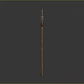 Medieval Battle Axe With Wooden Handle And Decorative Metal Blade Red Accents