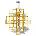 Modern Three Dimensional Chandelier With Yellow Frame White Panels And Silver Top Structure 3d model