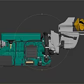 Green And Gray Industrial Mechanical Equipment With Robotic Arm And Tools