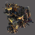 Detailed Intricate Industrial Mechanical Structure With Yellow Black Heavy Machinery Parts
