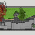 Karesansui Zen Garden Design With Red Maple Tree Green Grass Stones And Stone Pathway