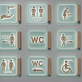 Bathroom Sign Hangers with Male Female Disabled Washroom WC Indicators for Public Restroom Wall