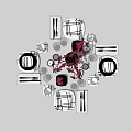 Elegant Dinnerware Set With Plates Glasses Cutlery And Red Flower Vase Arrangement
