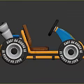 Blue and Orange Toy Go Kart With Large Wheels Orange Seat and Exhaust Pipes
