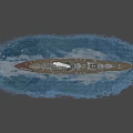 Vintage Battleship Sailing On Blue Sea With Multiple Towers Cannons And Smoke