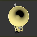 Golden Shiny Tuba With Brass Construction Bell And Valves On Reflective Surface