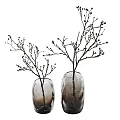Decorative Transparent Glass Vases With Gradient Color Holding Branches And Buds