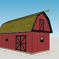 Red Barn Structure With Green Roof Double Doors And 22x40 Exterior Design