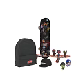 Colorful Skateboard And Sporting Equipment With Backpack Hat And Blue Ball