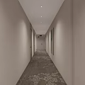 Elevator Hallway With Light Colored Walls Patterned Carpet And Recessed Lighting
