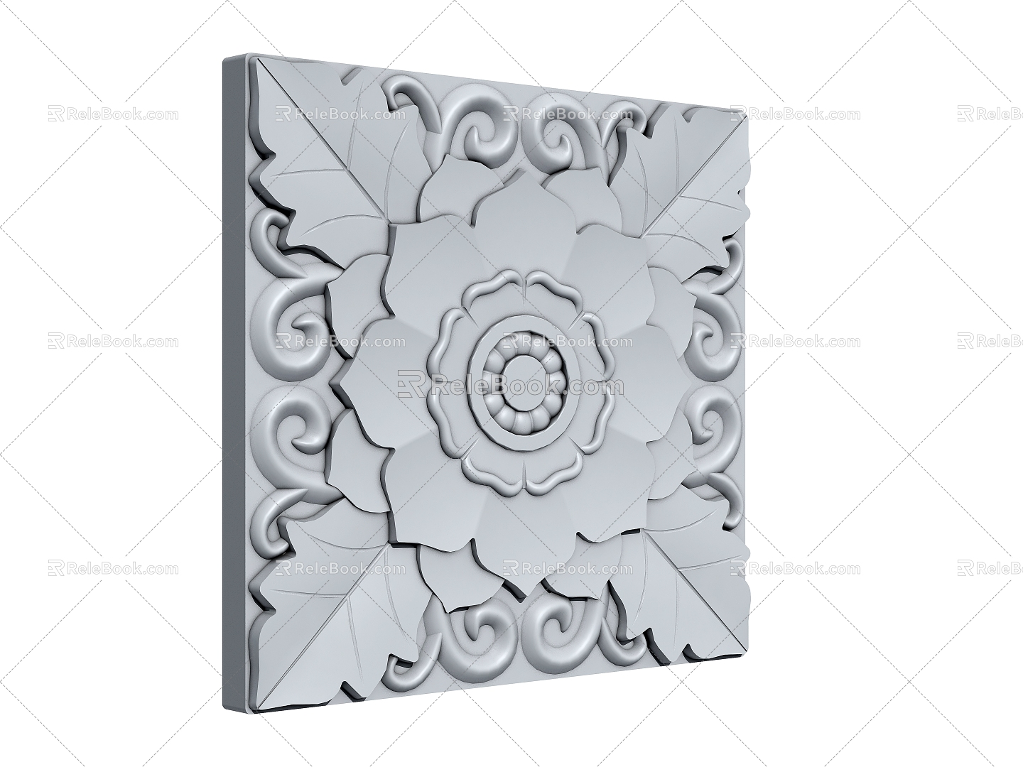 Outdoor garden square flower plate, outdoor floor tile, outdoor cultural brick, Yuanlian, carved flower 3d model