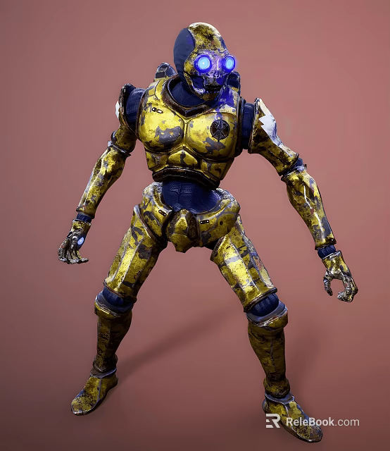Detailed Yellow And Blue Sci Fi Armor Game And Movie Character Design 3d model 