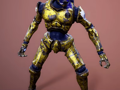 Detailed Yellow And Blue Sci Fi Armor Game And Movie Character Design 3d model