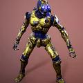 Detailed Yellow And Blue Sci Fi Armor Game And Movie Character Design
