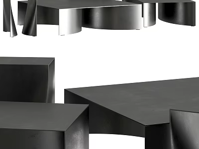Modern Sleek Black Metal Coffee Table With Geometric Design For Living Room 3d model