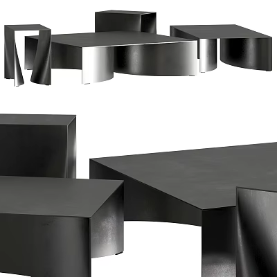 Modern Sleek Black Metal Coffee Table With Geometric Design For Living Room 3d model