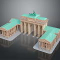 Historic Brandenburg Gate Model With Classical Columns Green Copper Roof And Quadriga Statue