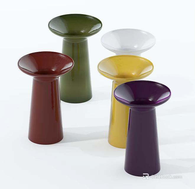 Modern Colorful Round Side Tables With Vibrant Hues And Sleek Design 3d model 