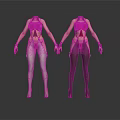 Futuristic Body Suits In Silver And Black With Red Accents On Mannequins