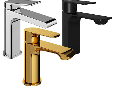 Modern Bathroom Faucets In Silver Gold And Black Sleek Single Handle Design 3d model