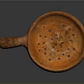 Ancient Orange Ceramic Pottery Vessel With Handle And Perforated Base 3d model
