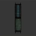 Green Cylindrical Tank Fixed On Metal Frame With Wheeled Railway Base