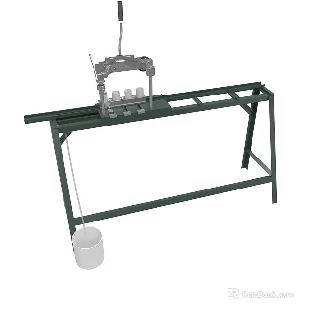 Industrial Test Stand Equipment With Green Metal Frame And Suspension Apparatus 3d model 