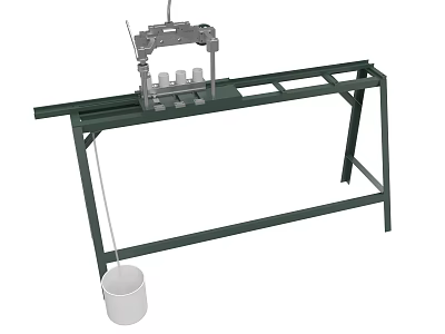 Industrial Test Stand Equipment With Green Metal Frame And Suspension Apparatus 3d model