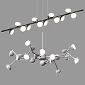 Modern Branch Chandelier with Multiple Round Lights and Sleek Artistic Design