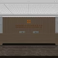 Elegant Modern Hotel Front Desk With Wooden Backdrop Marble Accents And Monitors