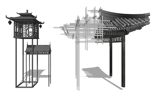 New Chinese Pavilion Landscape Sketches Landscape Pavilion 3d model