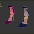 Stylish Women's Black High Heels With Ankle Strap And Red Sole Design