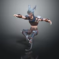 3D Fantasy Female Warrior Character With Animal Ears Tail Detailed Armor And Dynamic Pose