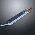 Ancient Decorative Sword With Red Hilt Golden Accents And Textured Blade