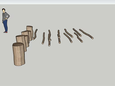 Modern Wood Stakes Stick 3d model Modern Wood Stakes Stick 3d model