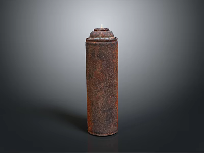 Rusted Cylindrical Metal Container With Domed Lid On Dark Background 3d model