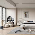 Modern Style Kids Bedroom With Toys And Snoopy Wall Art