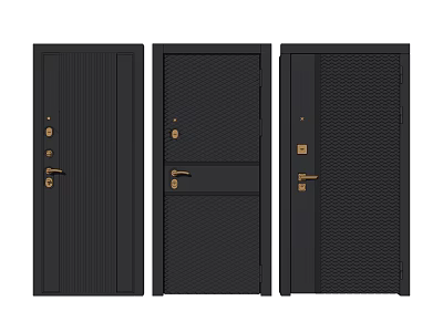 Black Security Doors with Various Panel Designs and High Security Lock Systems for Home Protection 3d model