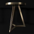 Modern Round Side Tables With Golden Metal Frames And Geometric Base Designs 3d model