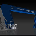 Blue Exhibition Archway With New Pattern Promotes New Era Structure Design 3d model
