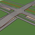 Modern Road Infrastructure With Multi Level Intersection Trees Traffic Lights And Vehicles 3d model