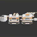 Futuristic White Orange Sci Fi Vehicle With Transparent Circular Sections And Symmetrical Design