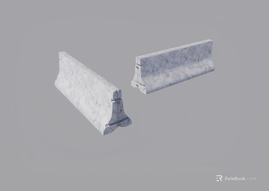 White Concrete Barriers With Connection Parts And Smooth Surface Design 3d model