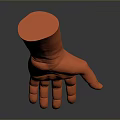 Orange Human Hand 3D Model With Smooth Surface And Shadow On Gray Background